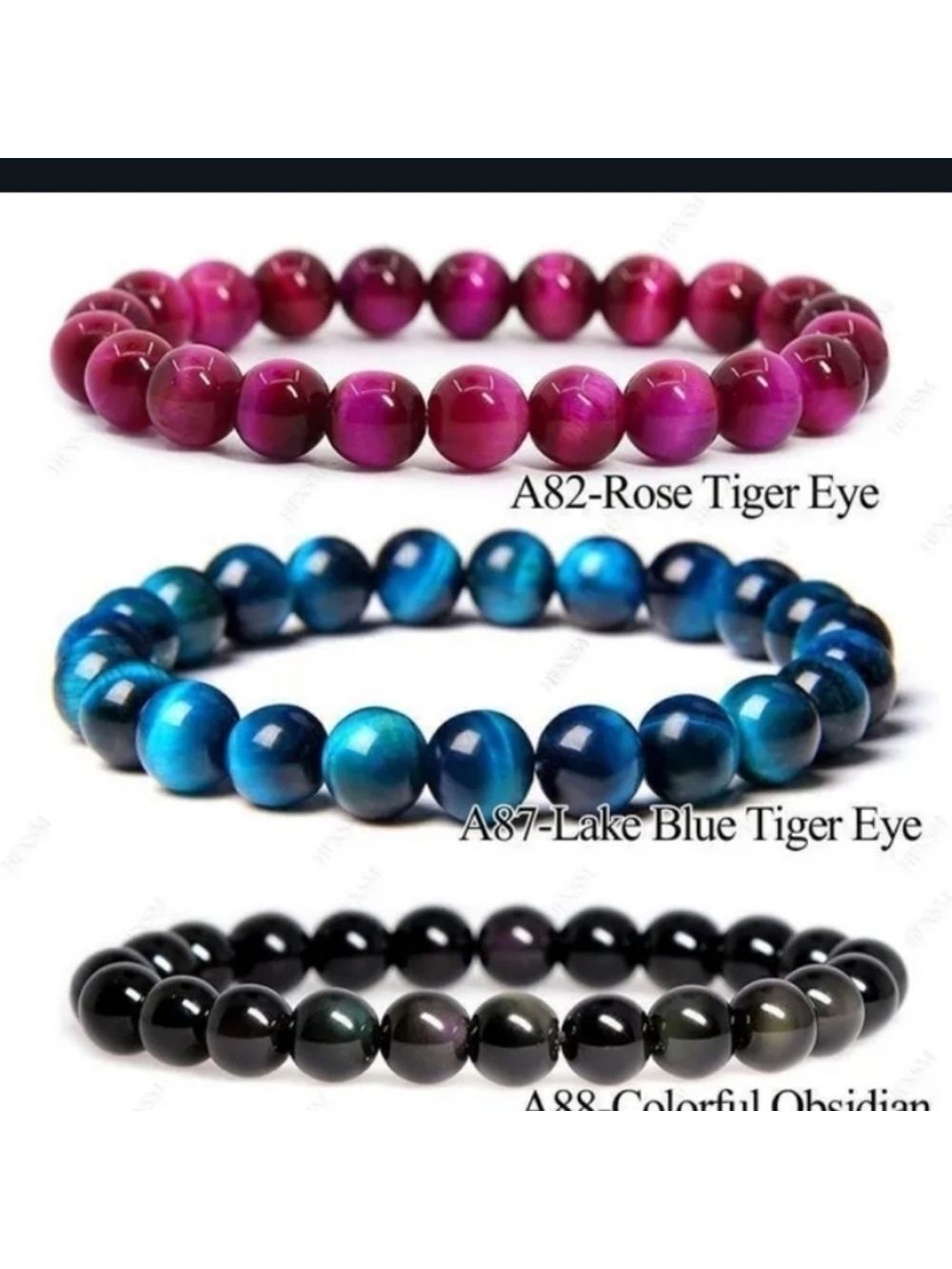 💥4 For $20💥Obsidian 6mm Natural Stone Beaded Stretch Bracelet - Picture 2 of 2